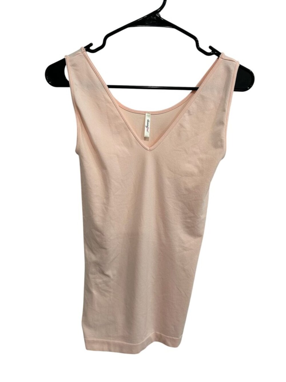 Skinny Tees OS Light Pink V-Neck Stretch Tank Top Soft Girl Neutral Aesthetic